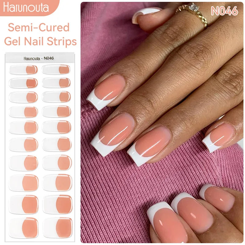 Harunouta Milky Jelly White Semi-Cured Gel Nail Wraps – 20 Tips