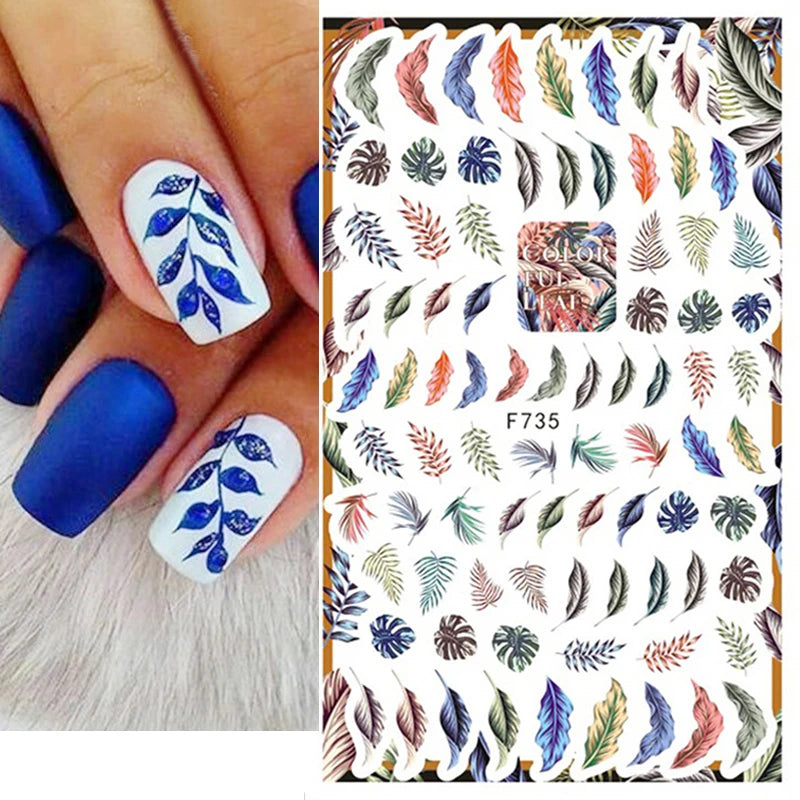 3D Fashion Poster Portrait Flower Nail Art Stickers – DIY Nail Decals