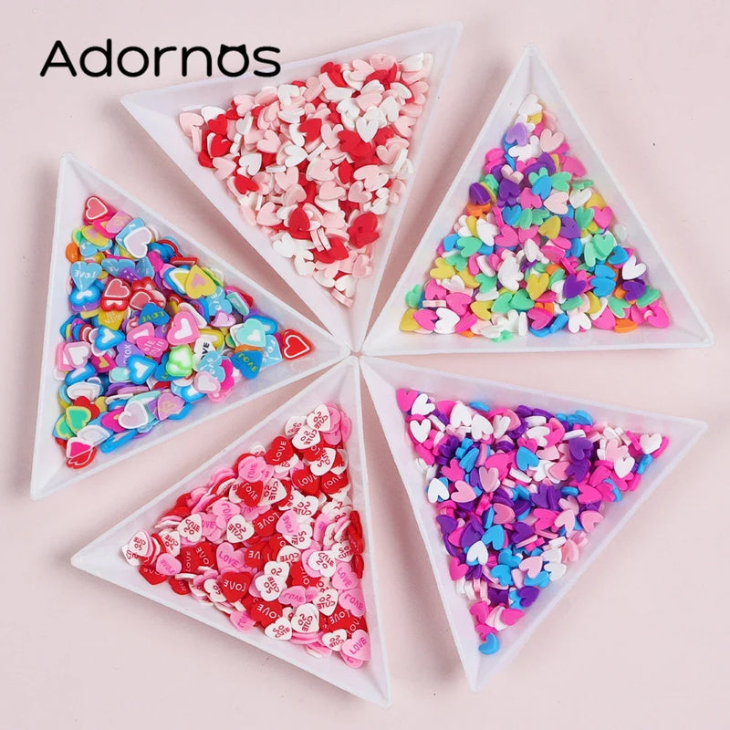 Resin Filling Love Heart Clay Slices – Valentine Kawaii Heart Sprinkles for DIY Crafts & Nail Art