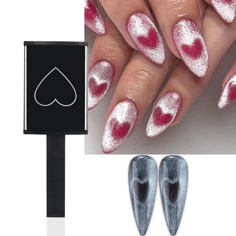 6Pcs Cat Eye Nail Magnet Set with Flexible Iron Wire – Create Heart & Shapes for Nail Art