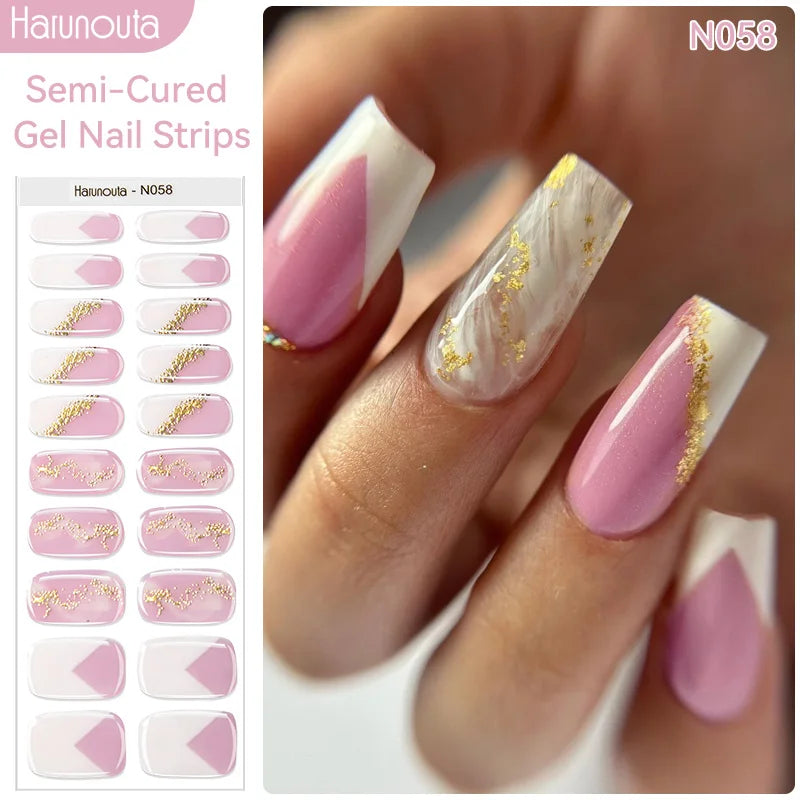 Harunouta Milky Jelly White Semi-Cured Gel Nail Wraps – 20 Tips