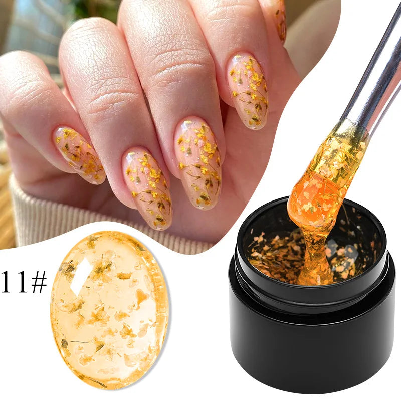 MEET ACROSS 5ml Pink Dried Flower Gel Nail Polish – Natural Flower Fairy Nail Art