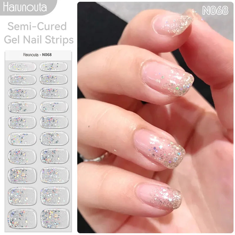 Harunouta Milky Jelly White Semi-Cured Gel Nail Wraps – 20 Tips