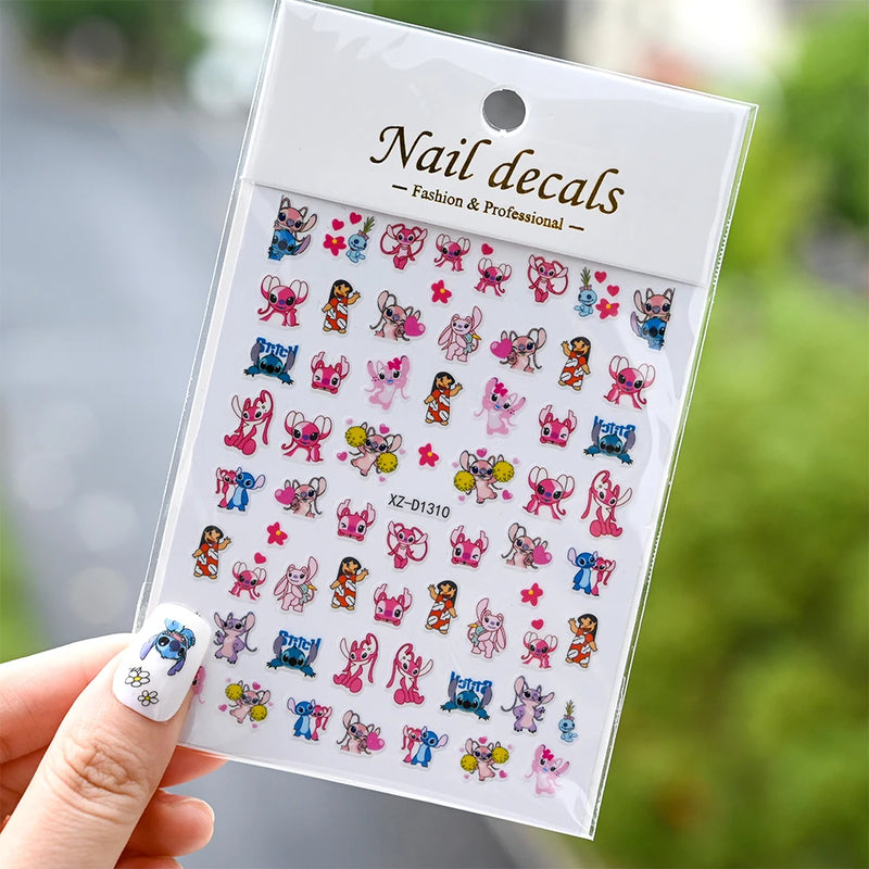 1pc Cartoon Mini Nail Stickers – 3D Cartoon Decal Stickers for Nail Art Decorations