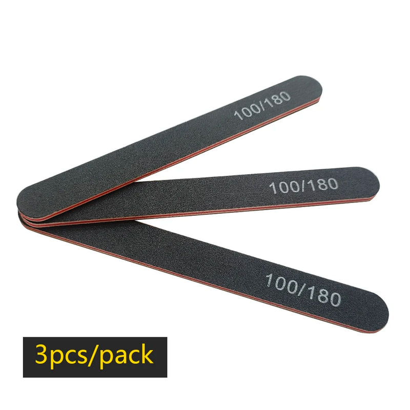 Professional 100/180 Grit Half-Moon Nail File Buffer – Double-Sided Sandpaper for Gel & Acrylic Nails