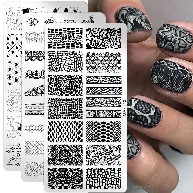 Nail Stamping Plates – Animal Prints, Letters, Hearts, Flowers & More – Stencil for Nail Art Designs