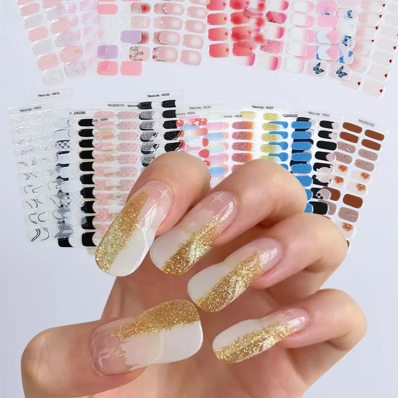 Full Cover Gel Nail Wraps – Easy Adhesive Press-On Nail Stickers in Various Colours