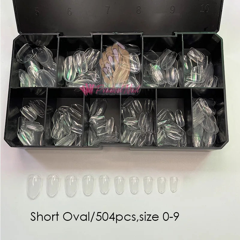 Gel X Nails Extension System - Full Cover Sculpted Clear Medium Coffin Nail Tips for Press-On Nails