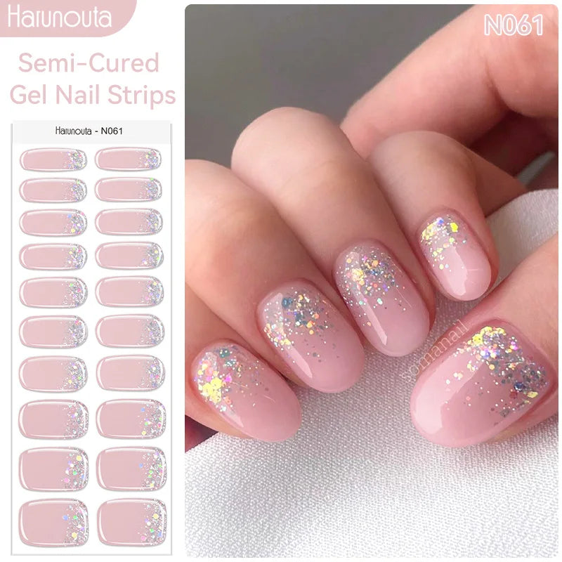 Harunouta Milky Jelly White Semi-Cured Gel Nail Wraps – 20 Tips