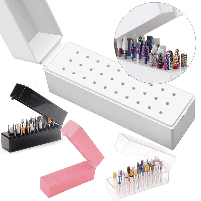 30-Hole Nail Drill Bit Storage Box – Organise & Protect Your Nail Tools