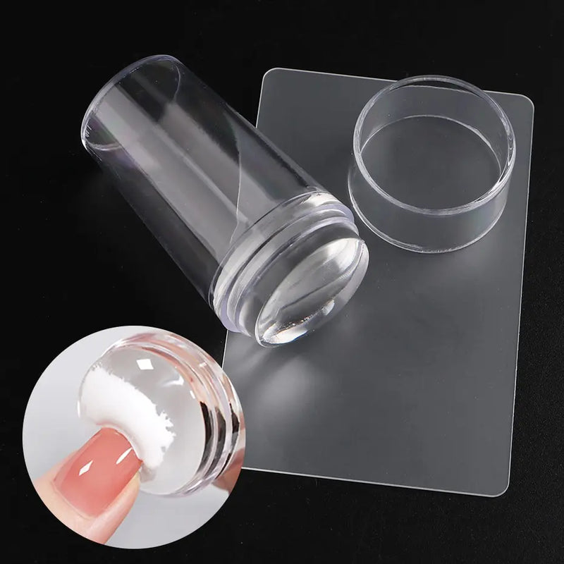 Transparent Jelly Nail Stamper with Scraper – 2pcs Replacement Heads