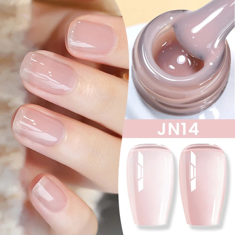 BORN PRETTY Jelly Nude Gel Nail Polish 10ml - Light Pink Peach Translucent UV Gel Varnish