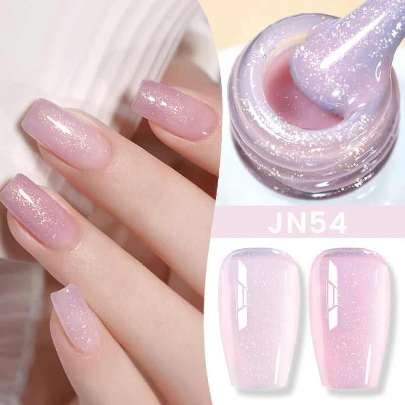 BORN PRETTY Jelly Nude Gel Nail Polish 10ml - Light Pink Peach Translucent UV Gel Varnish