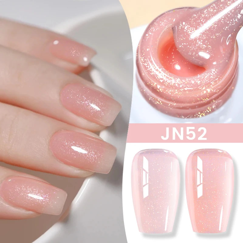 BORN PRETTY Jelly Nude Gel Nail Polish 10ml - Light Pink Peach Translucent UV Gel Varnish