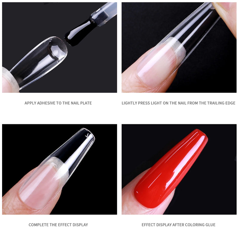 1 Box Clear Acrylic Long Fake Nails – Full & Half Cover Coffin, Almond French Soft Gel Nail Tip