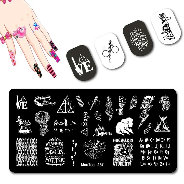 Cartoon Nail Stamping Plate – Stainless Steel Nail Art Template for DIY Manicures (12x6cm)