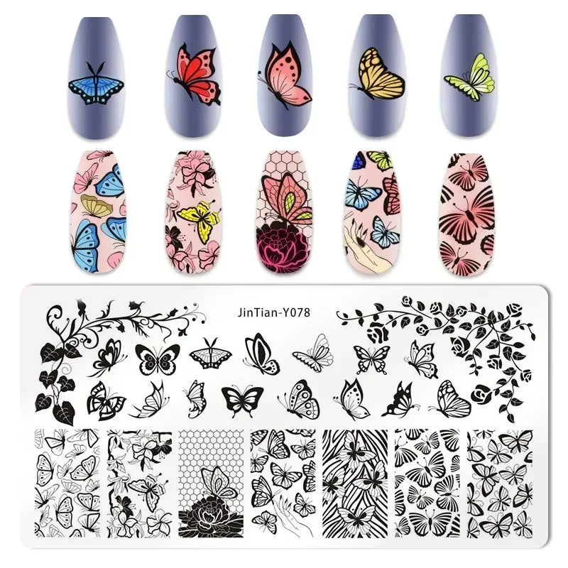 Nail Stamping Plates – Animal Prints, Letters, Hearts, Flowers & More – Stencil for Nail Art Designs