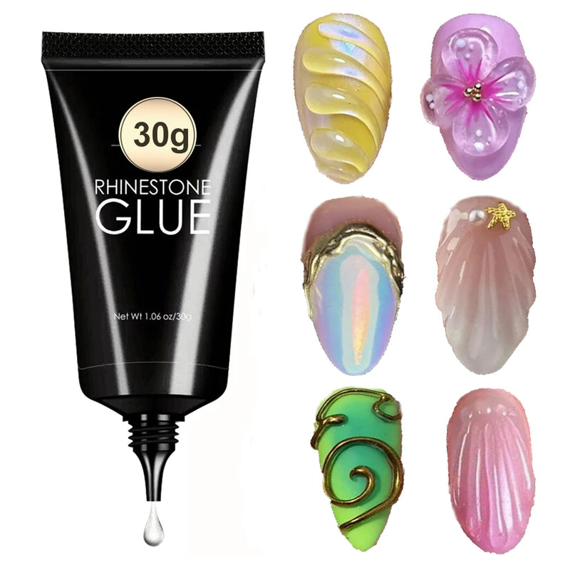 3D Nail Sculpting Clear Gel – 30g Moulding Gel for Nail Art, Embossed Candy Gel, Rhinestone Adhesive