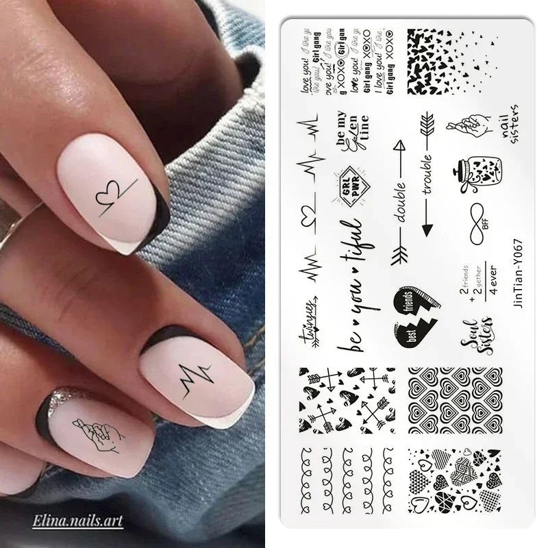 Nail Stamping Plates – Animal Prints, Letters, Hearts, Flowers & More – Stencil for Nail Art Designs