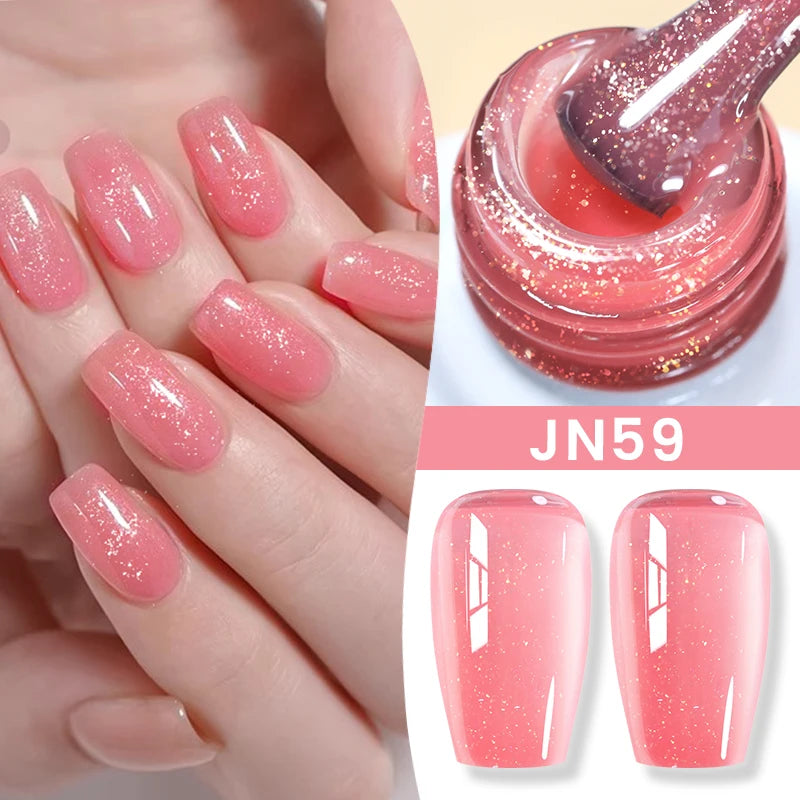 BORN PRETTY Jelly Nude Gel Nail Polish 10ml - Light Pink Peach Translucent UV Gel Varnish