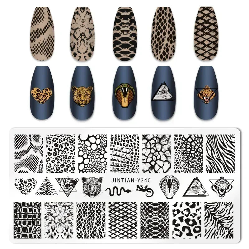 Nail Stamping Plates – Animal Prints, Letters, Hearts, Flowers & More – Stencil for Nail Art Designs