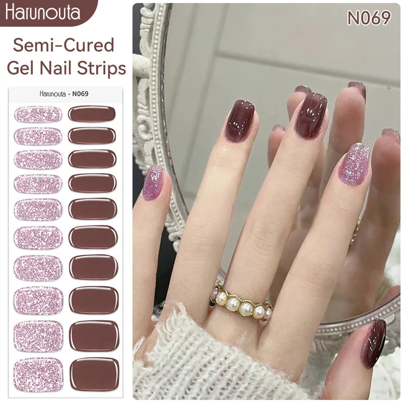 Harunouta Milky Jelly White Semi-Cured Gel Nail Wraps – 20 Tips