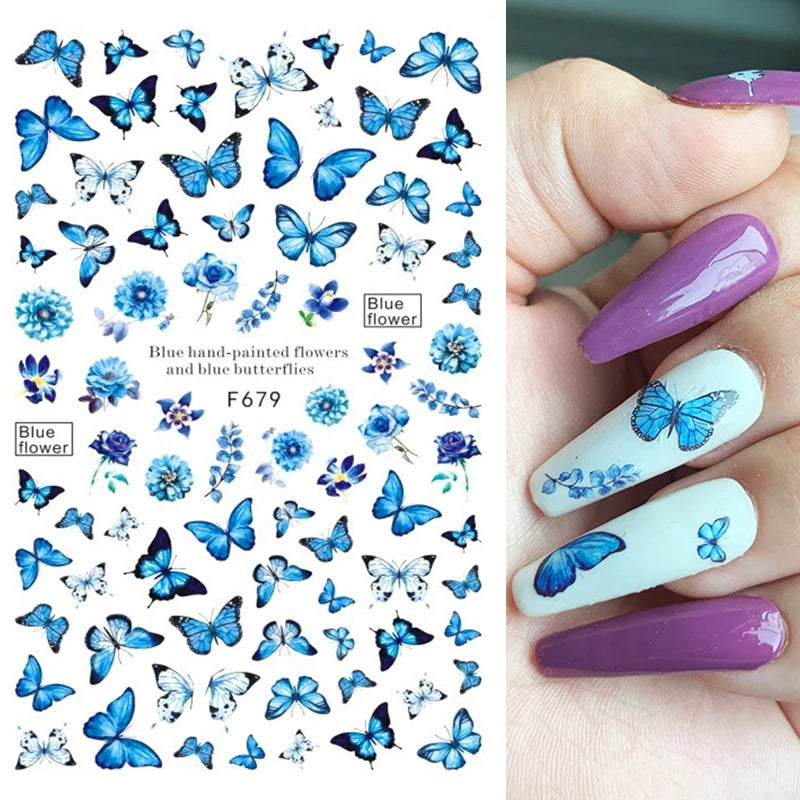 3D Fashion Poster Portrait Flower Nail Art Stickers – DIY Nail Decals