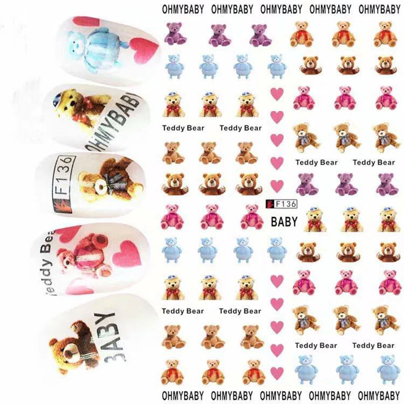 Cute 3D Cartoon Animal Nail Stickers – Dog, Cat & Bunny & More Self-Adhesive Manicure Decals