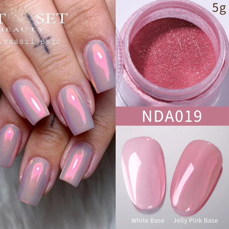 NICOLE DIARY Bright White Pearl Nail Powder – Moonlight Mirror Aurora Effect