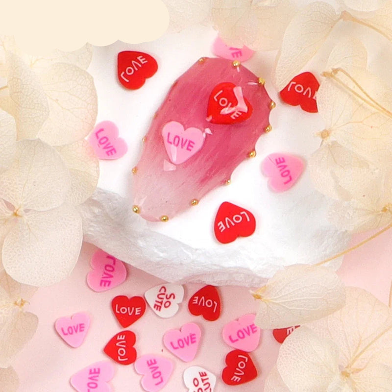 Resin Filling Love Heart Clay Slices – Valentine Kawaii Heart Sprinkles for DIY Crafts & Nail Art