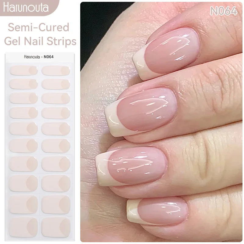 Harunouta Milky Jelly White Semi-Cured Gel Nail Wraps – 20 Tips