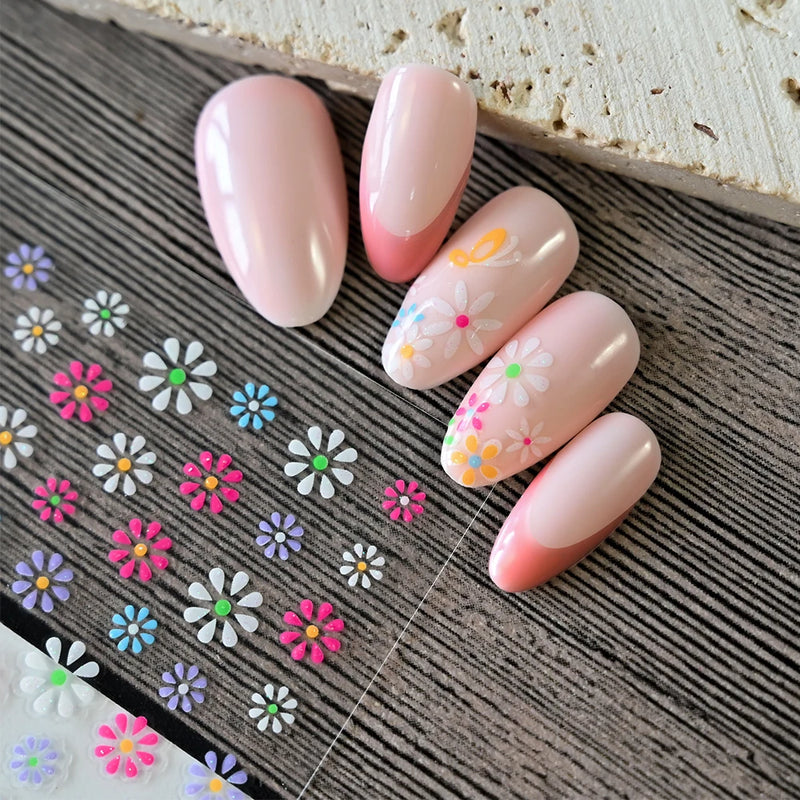 24PCS Colourful Flower Nail Stickers – Summer Butterfly Petal 3D Decals