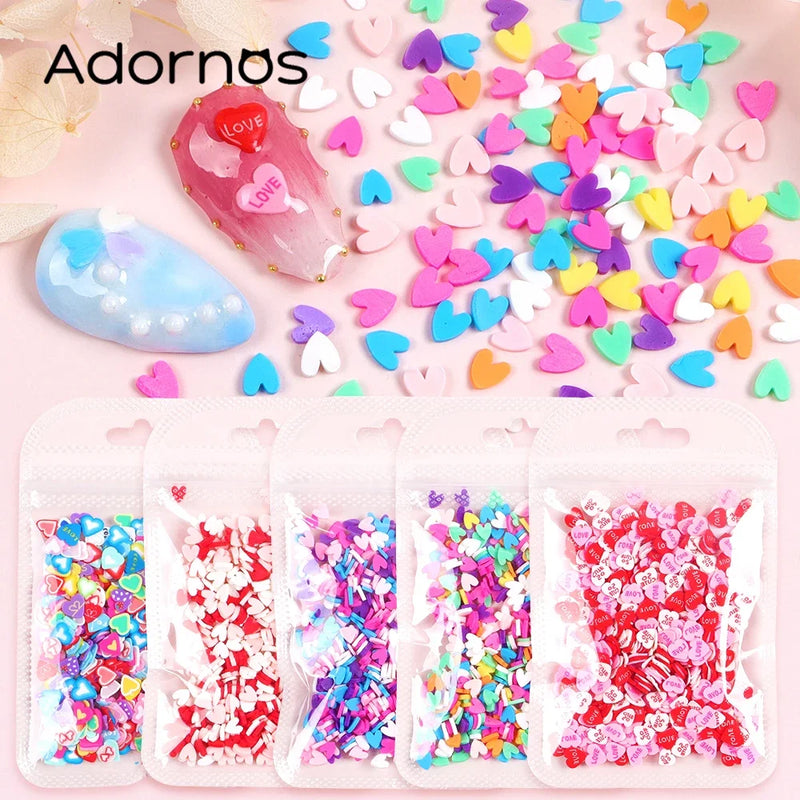 Resin Filling Love Heart Clay Slices – Valentine Kawaii Heart Sprinkles for DIY Crafts & Nail Art