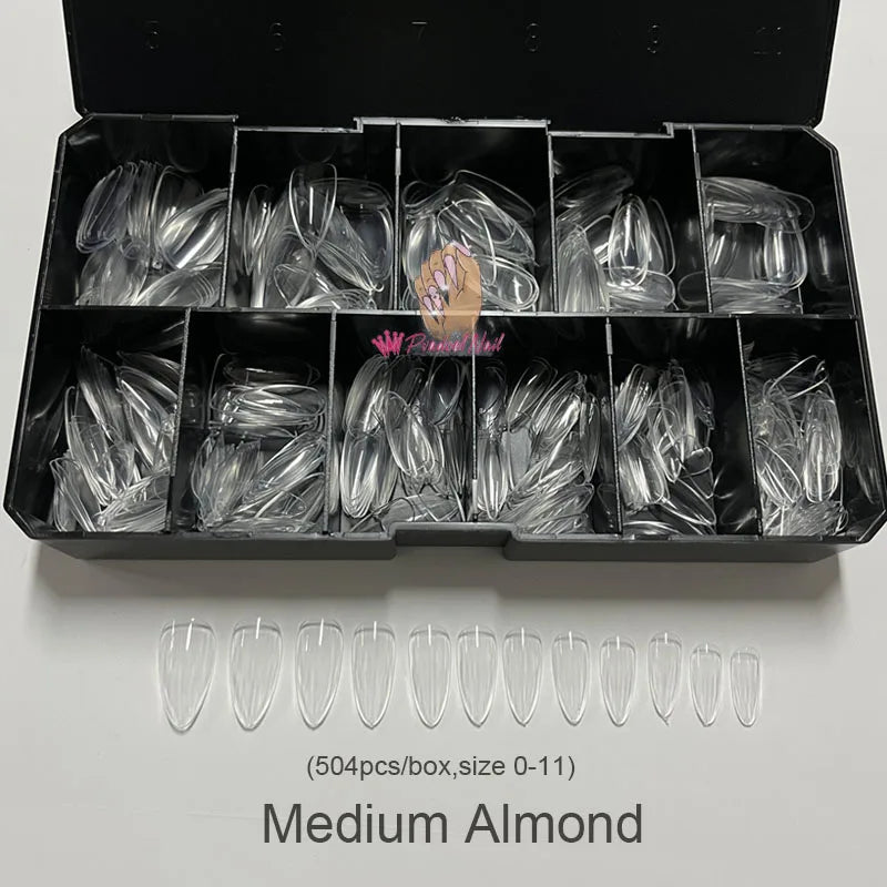 Gel X Nails Extension System - Full Cover Sculpted Clear Medium Coffin Nail Tips for Press-On Nails