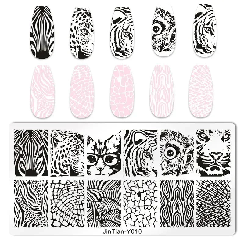 Nail Stamping Plates – Animal Prints, Letters, Hearts, Flowers & More – Stencil for Nail Art Designs