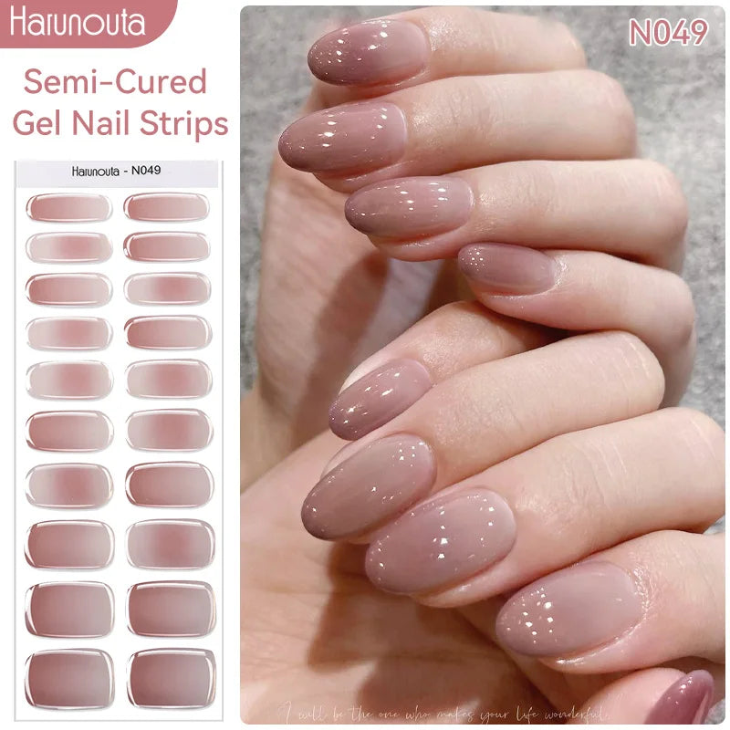 Harunouta Milky Jelly White Semi-Cured Gel Nail Wraps – 20 Tips