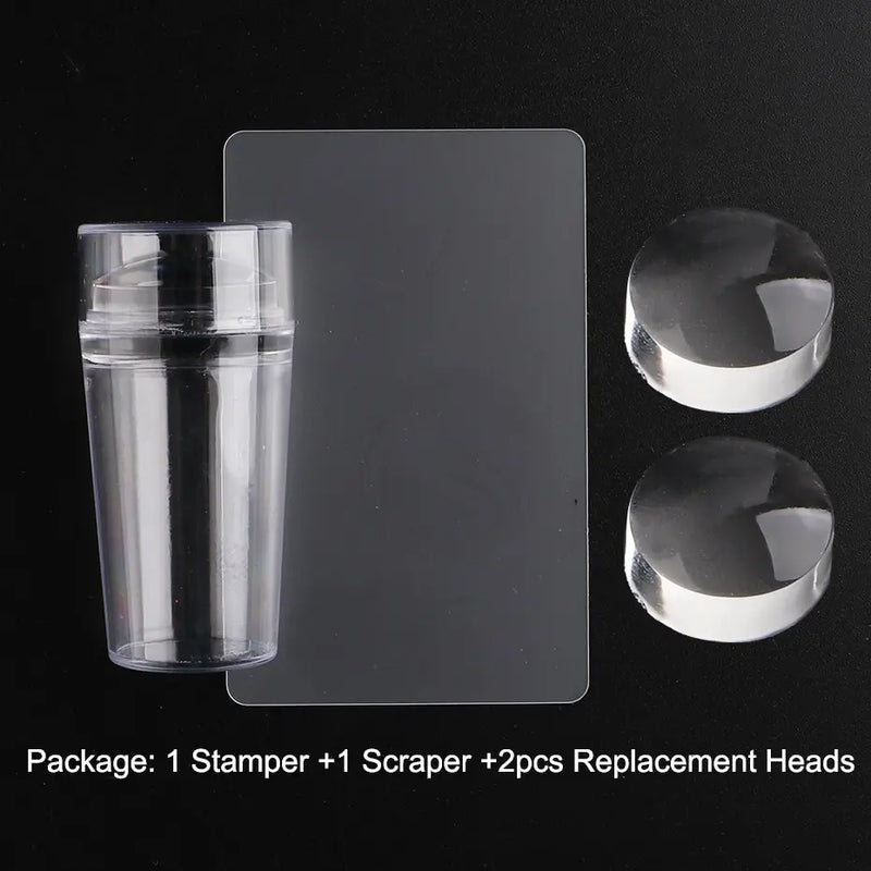 Transparent Jelly Nail Stamper with Scraper – 2pcs Replacement Heads