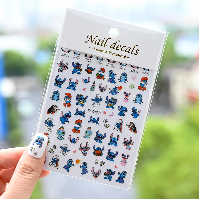 1pc Cartoon Mini Nail Stickers – 3D Cartoon Decal Stickers for Nail Art Decorations