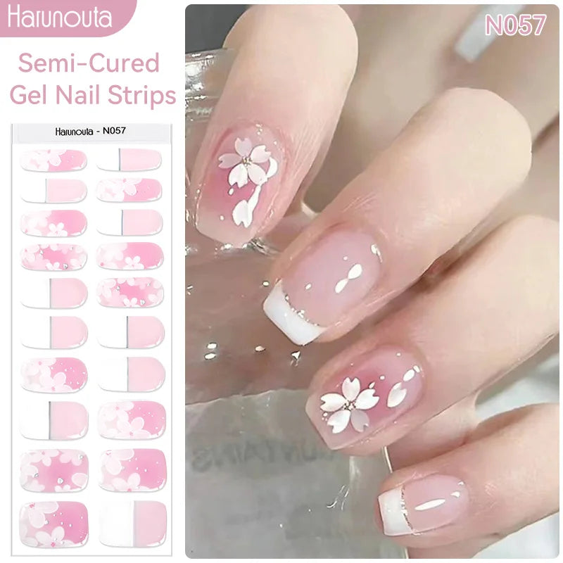 Harunouta Milky Jelly White Semi-Cured Gel Nail Wraps – 20 Tips