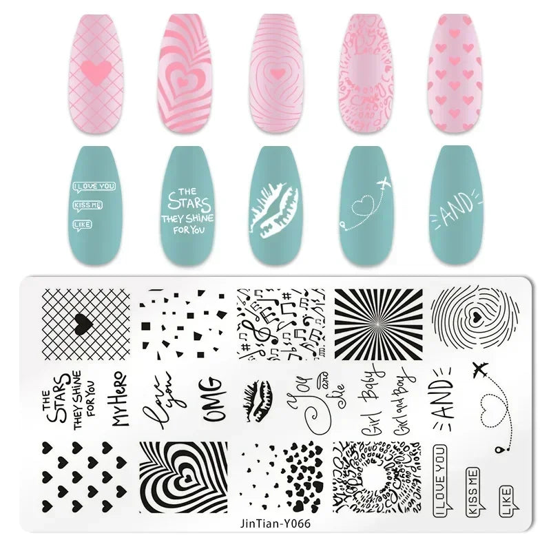 Nail Stamping Plates – Animal Prints, Letters, Hearts, Flowers & More – Stencil for Nail Art Designs