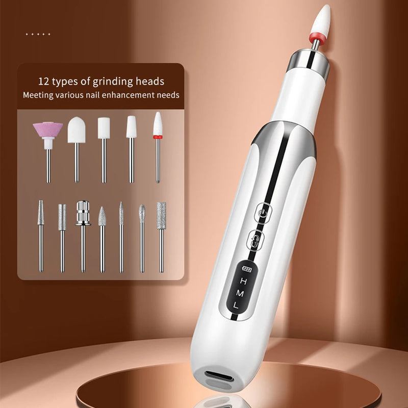 USB Professional Nail Drill Pen – Cordless Electric Nail File Machine for Acrylic & Gel Nails