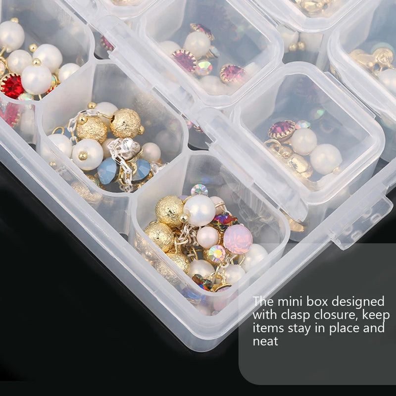 Rainbow 28 Slot Nail Art Glitter Rhinestone Storage Case, Nail Decoration, Jewelry Display Container