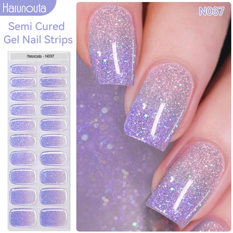 Harunouta Milky Jelly White Semi-Cured Gel Nail Wraps – 20 Tips