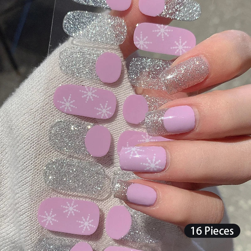 Pink Nude Full Cover Nail Stickers – Gradient Self-Adhesive Nail Wraps