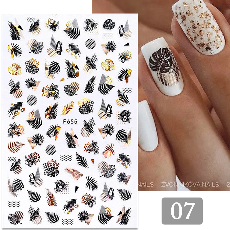 3D Fashion Poster Portrait Flower Nail Art Stickers – DIY Nail Decals