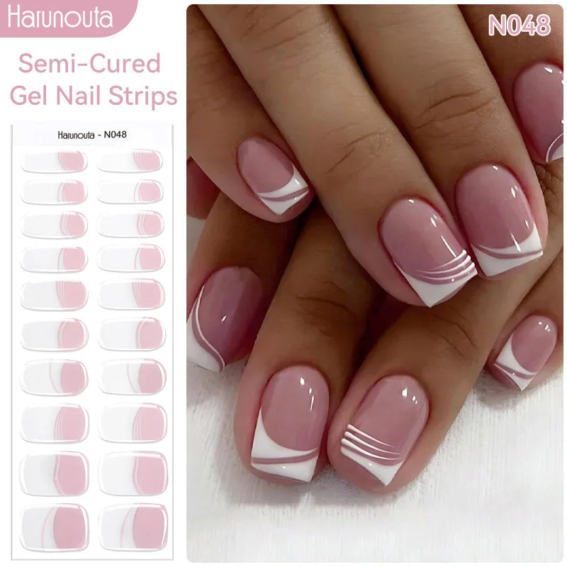 Harunouta Milky Jelly White Semi-Cured Gel Nail Wraps – 20 Tips