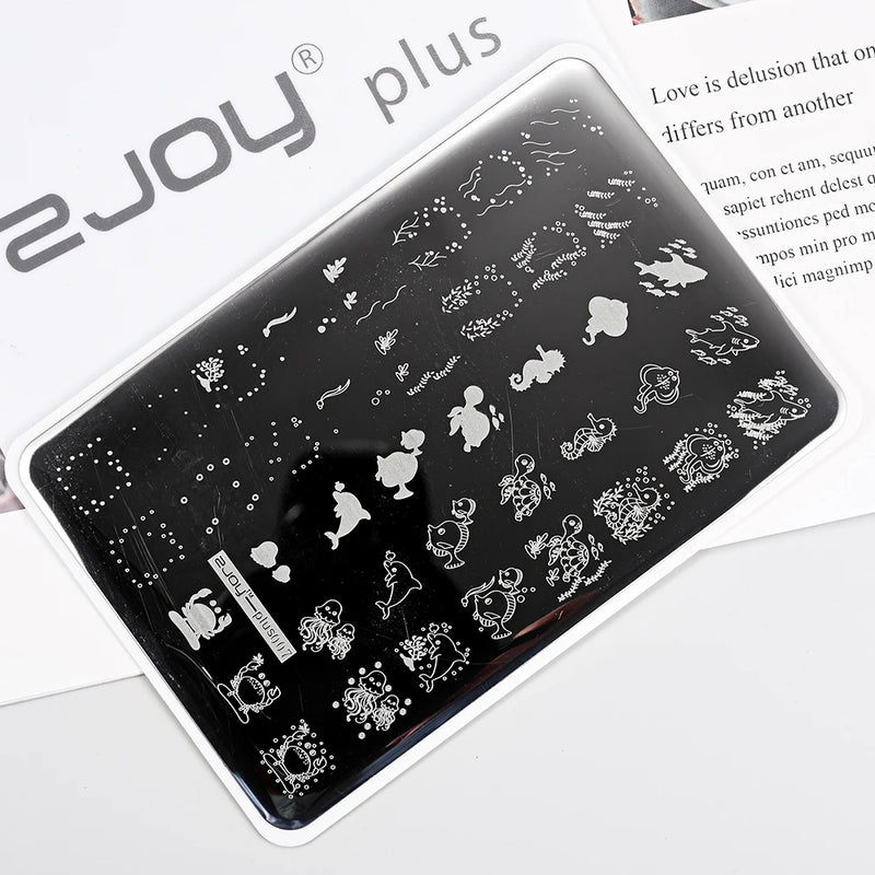 14.5x9.5cm French Snowflakes Nail Stamping Plate – Stainless Steel Nail Art Design Template Tool