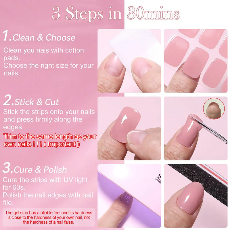 Harunouta Milky Jelly White Semi-Cured Gel Nail Wraps – 20 Tips