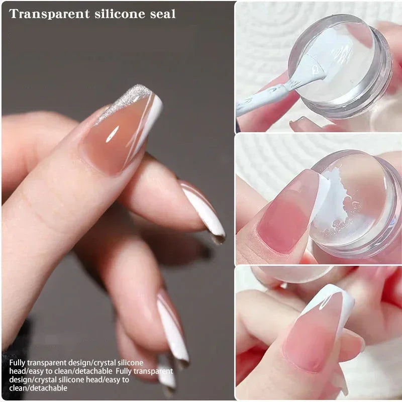 Silicone Transparent Nail Stamper & Scraper – DIY French Manicure Stamping Kit