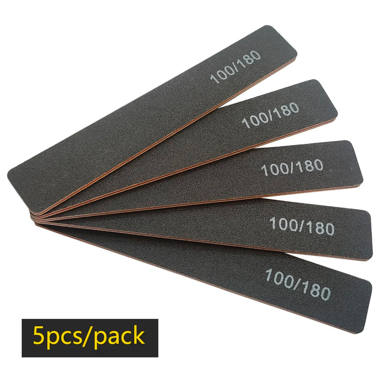 Professional 100/180 Grit Half-Moon Nail File Buffer – Double-Sided Sandpaper for Gel & Acrylic Nails